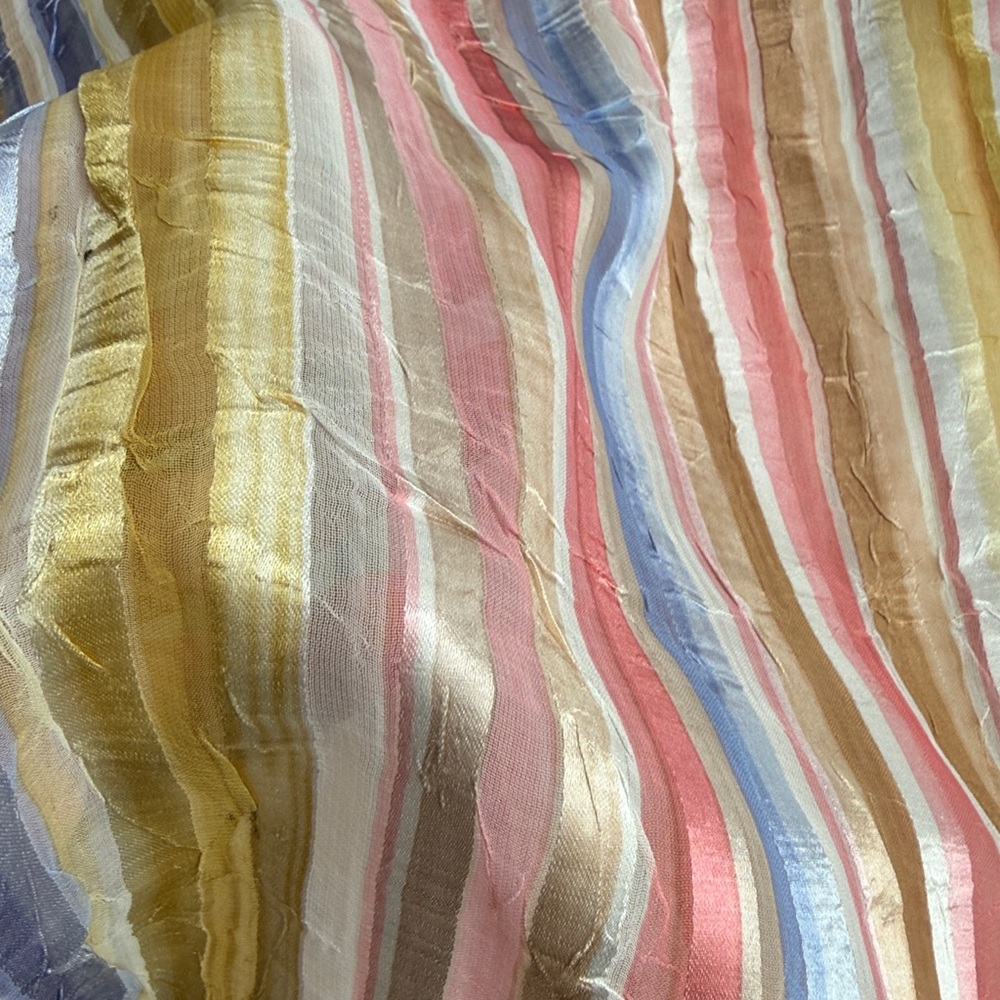 Vintage Crinkle Stripe Fabric – 3 Yards x 54” – Pastel Sheer Plissé – Silk Look - Picture 14 of 15